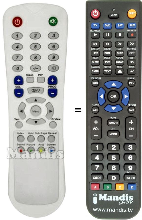 Télécommande équivalente Airis RM-611