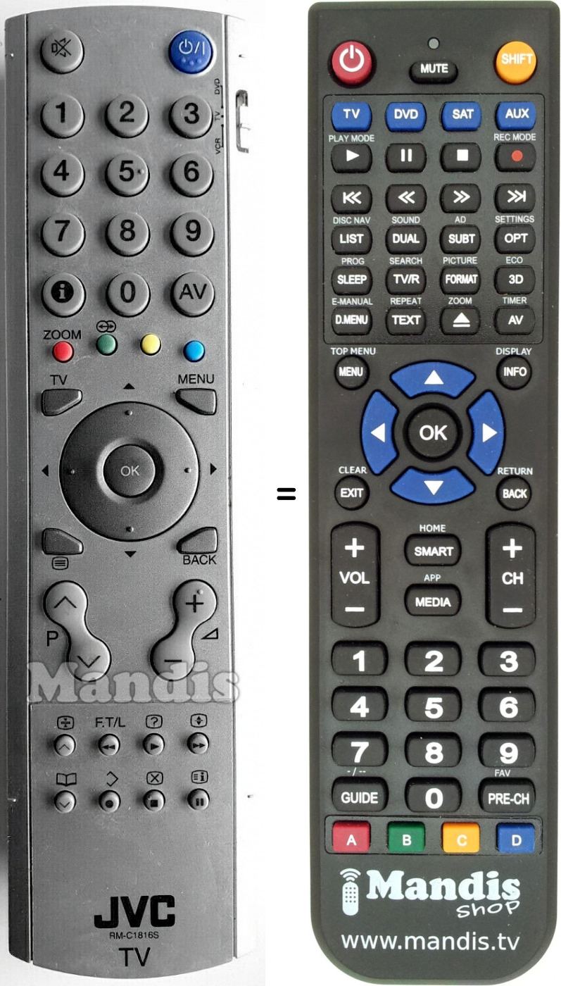Télécommande équivalente JVC RM-C1816S