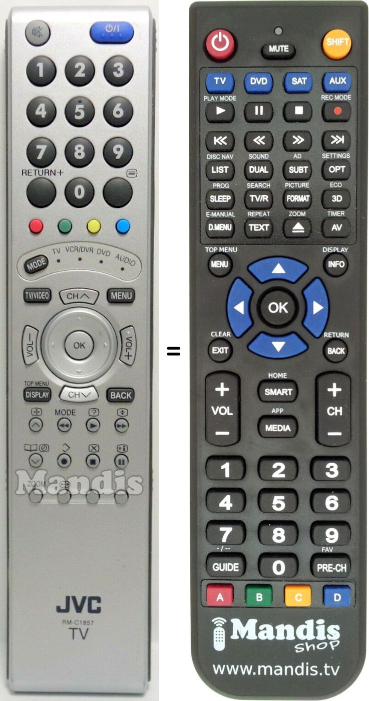 Télécommande équivalente JVC RM-C1857