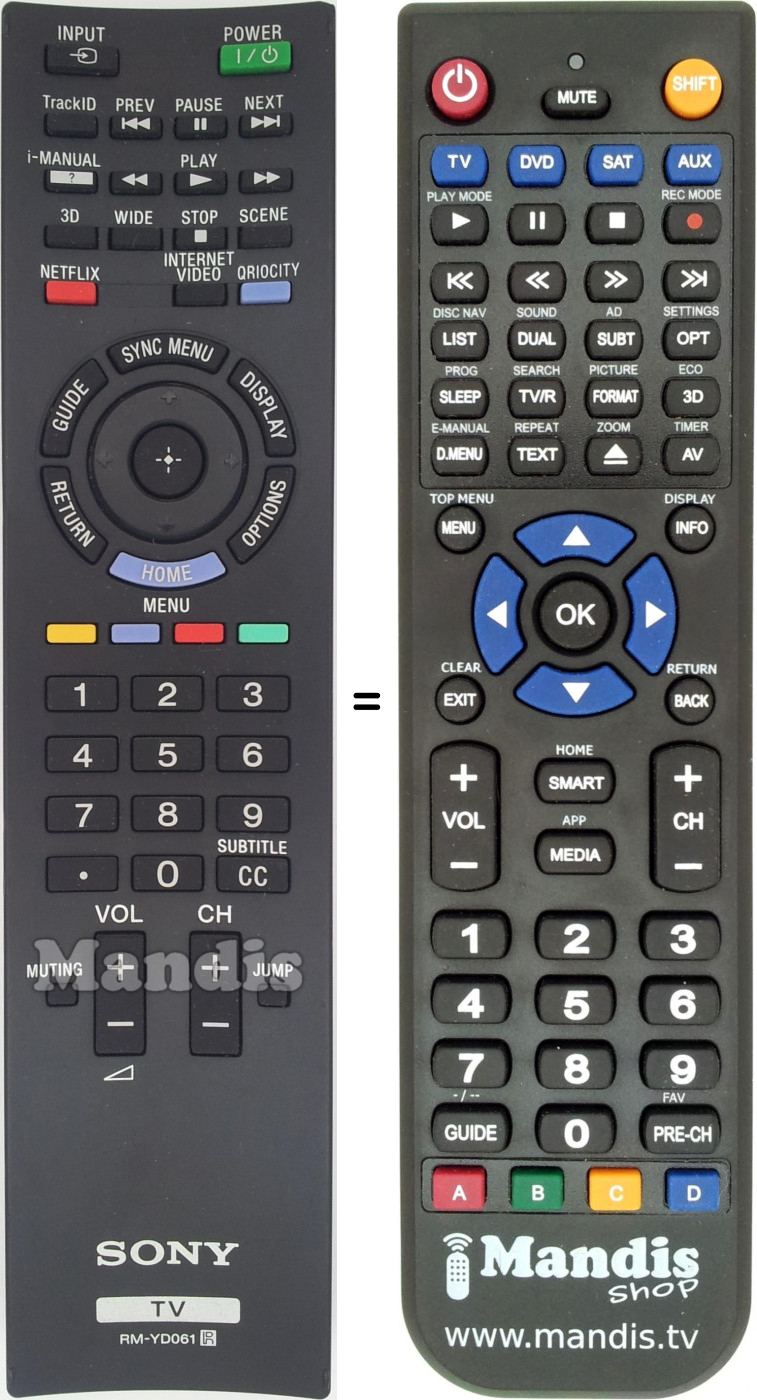 Télécommande équivalente RMYD061