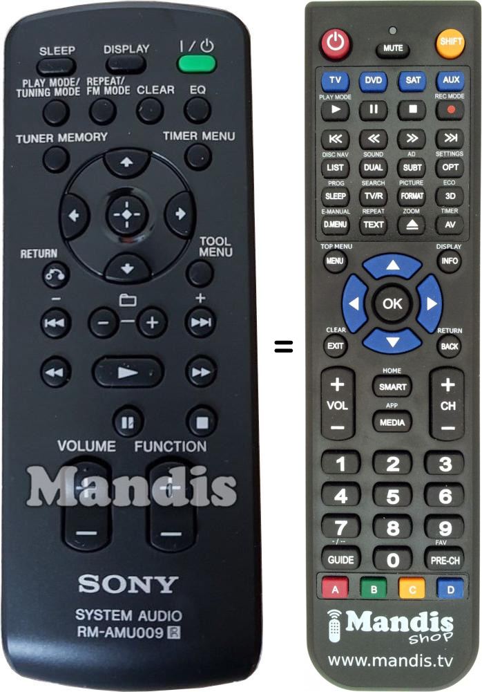 Télécommande équivalente Sony RM-AMU009