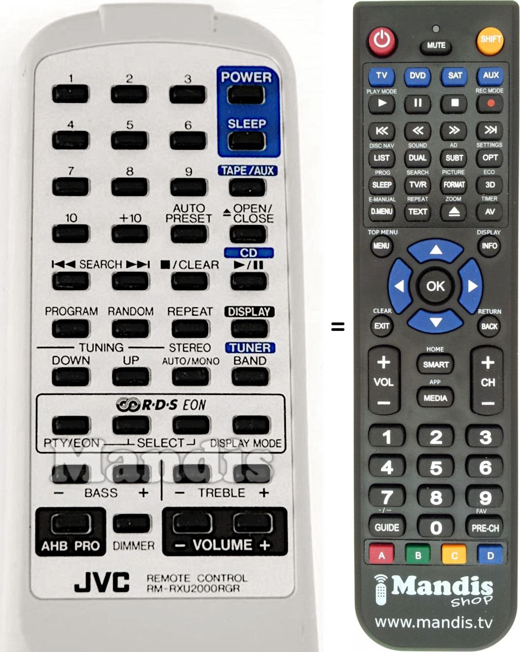 Télécommande équivalente JVC RM-RXU2000RGR