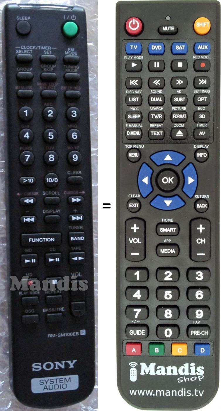 Télécommande équivalente RM-SM100EB