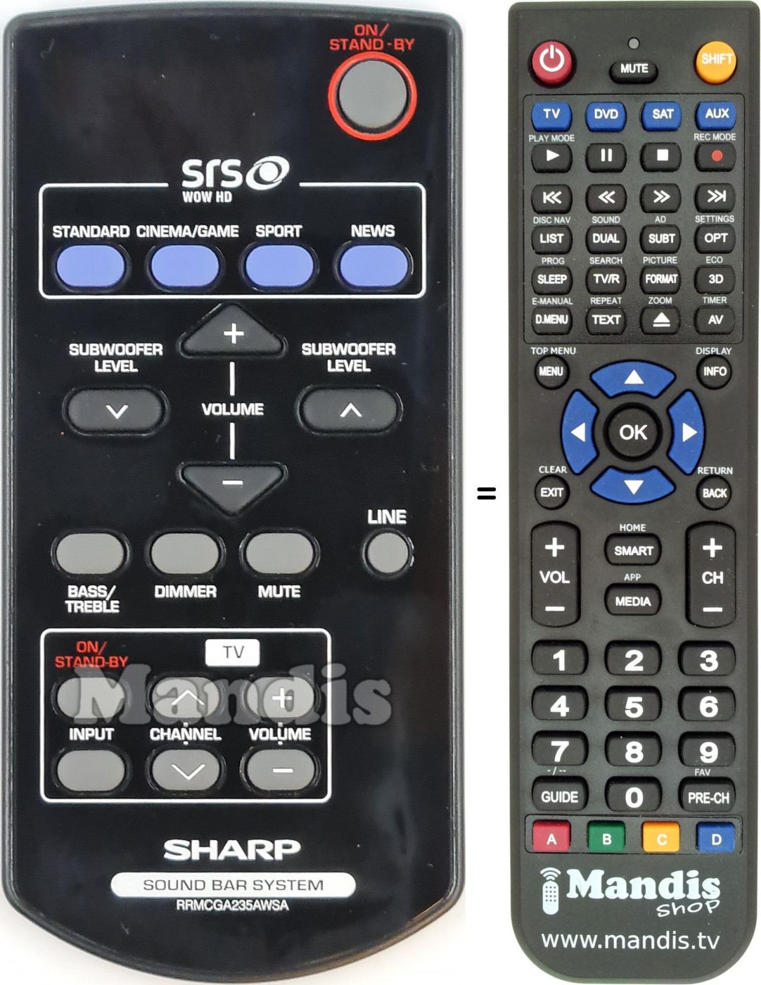 Télécommande équivalente Sharp RRMCGA235AWSA