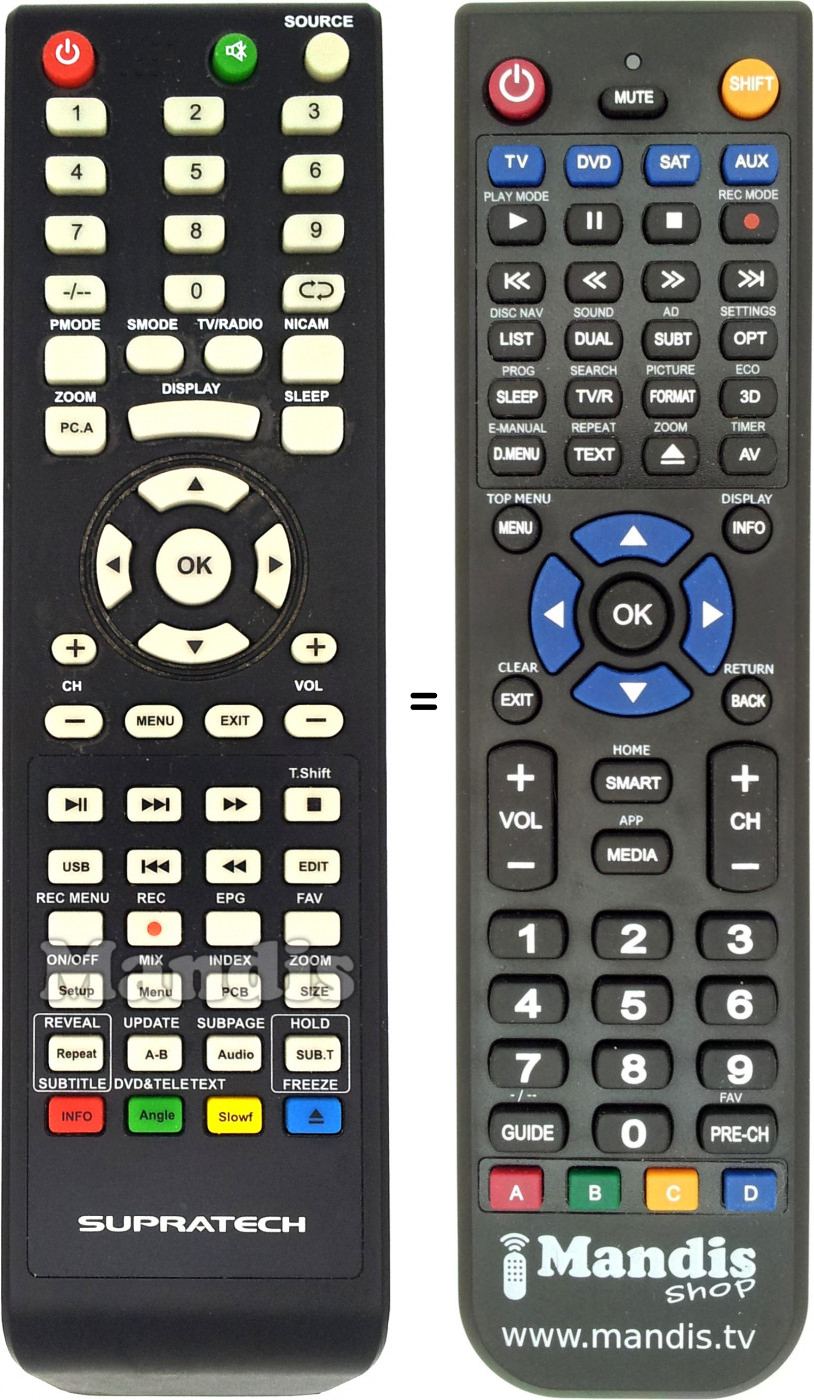 T&eacute;l&eacute;commande &eacute;quivalente Supratech S1503DVT