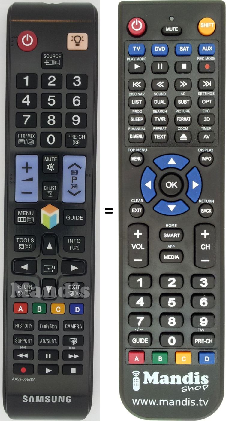 T&eacute;l&eacute;commande &eacute;quivalente Samsung AA5900638A