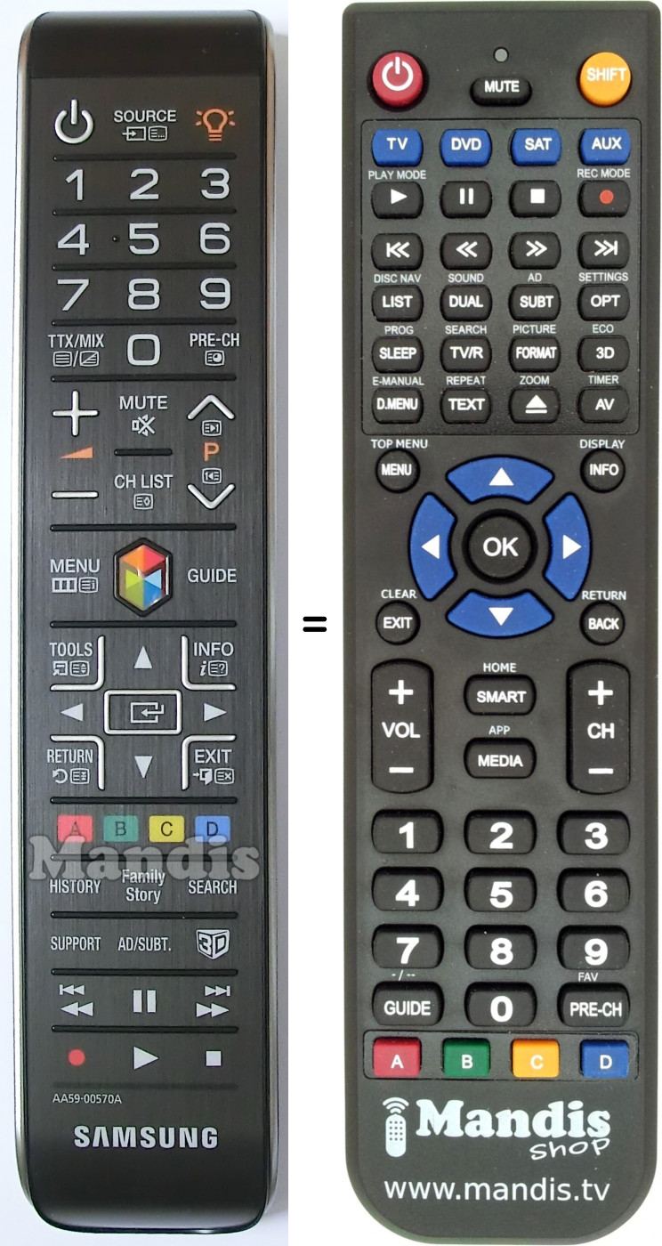 T&eacute;l&eacute;commande &eacute;quivalente Samsung AA5900570A