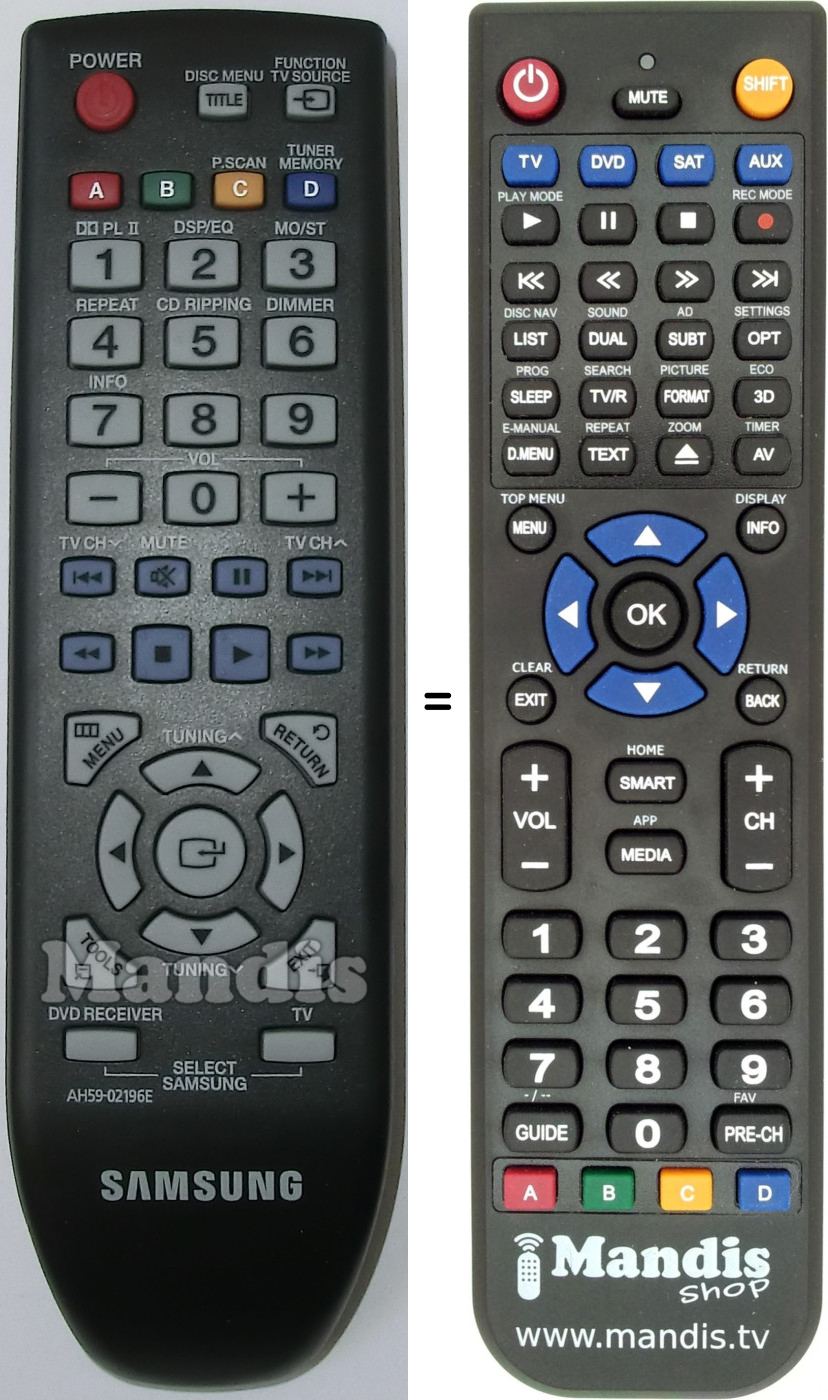 Télécommande équivalente Samsung AH59-02196E