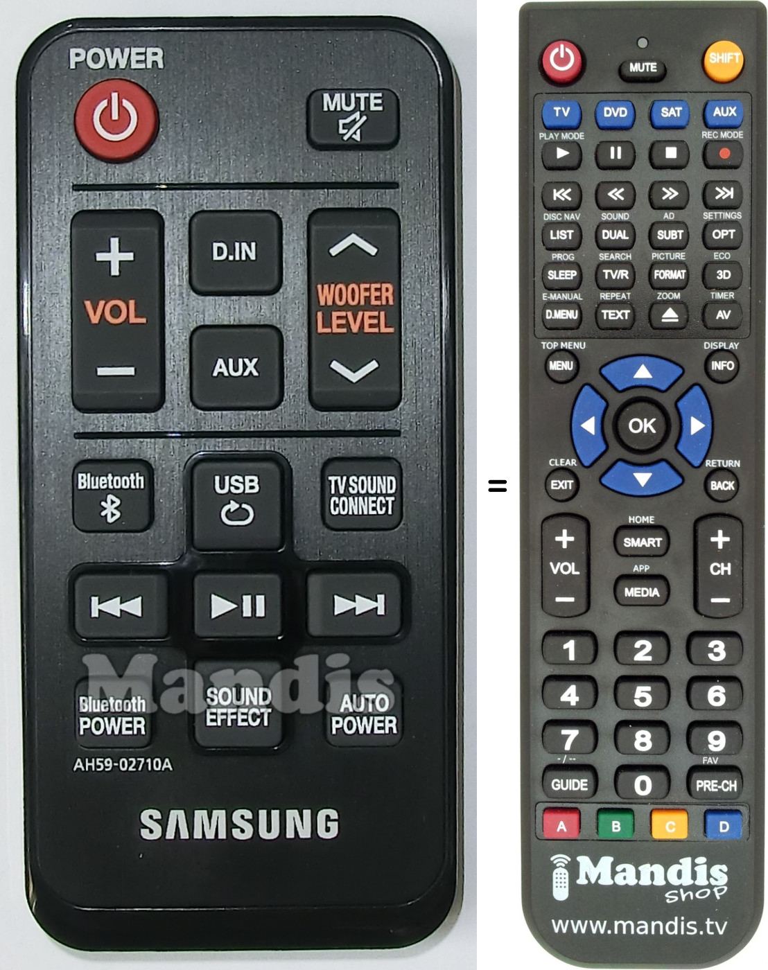 T&eacute;l&eacute;commande &eacute;quivalente Samsung AH5902710A