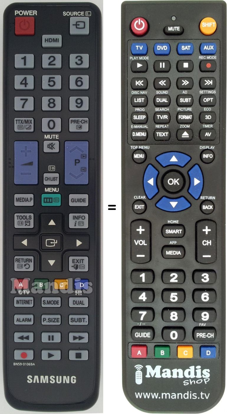 T&eacute;l&eacute;commande &eacute;quivalente Samsung BN59-01069A