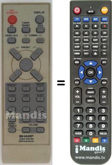 Télécommande équivalente Sharp RRMCGA024SJSA