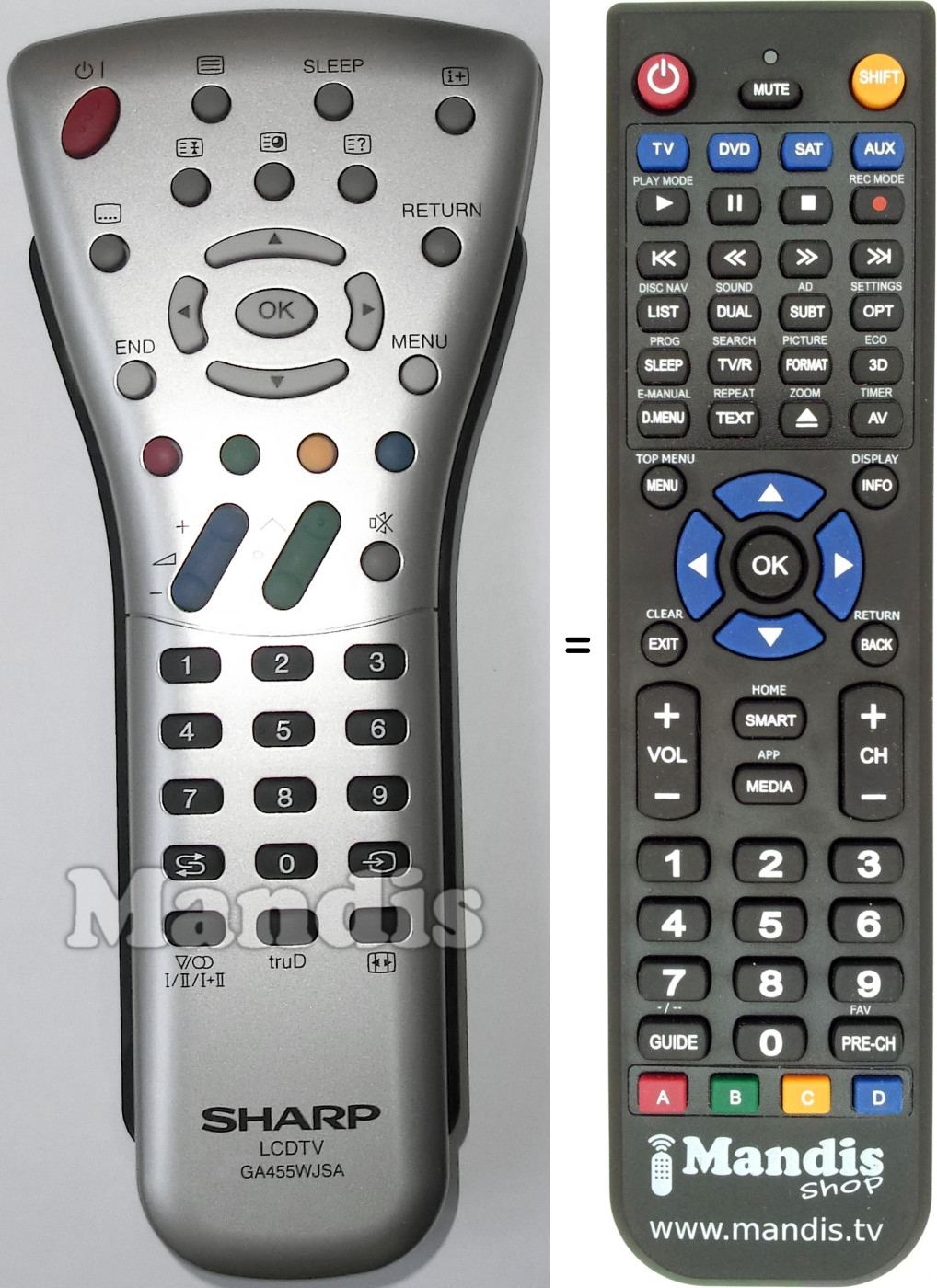 Télécommande équivalente Sharp RRMCGA455WJSA