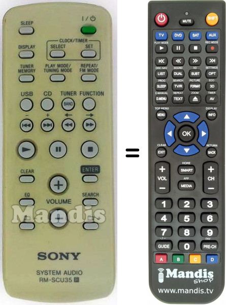 Télécommande équivalente Sony RM-SCU35