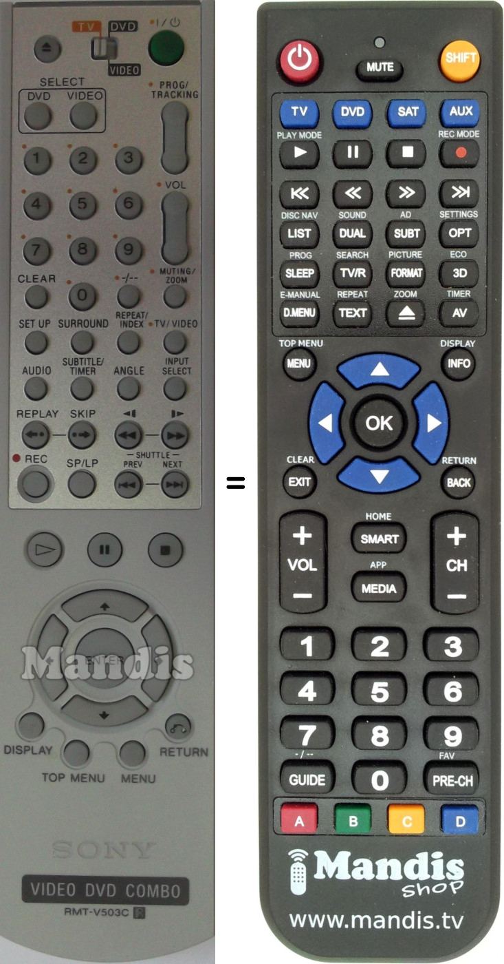 Télécommande équivalente Sony RMT-V503C