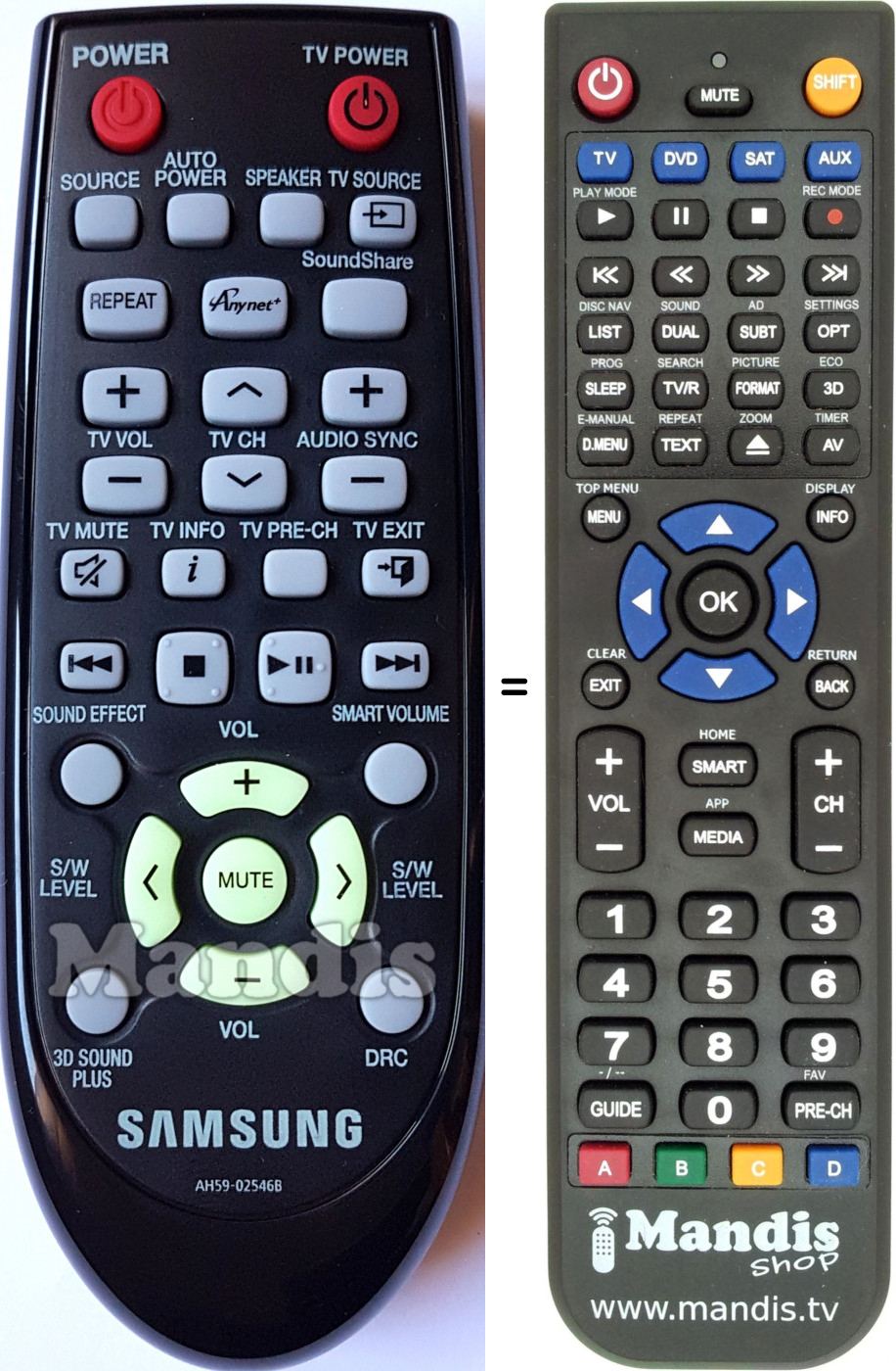 T&eacute;l&eacute;commande &eacute;quivalente Samsung AH59-02546B