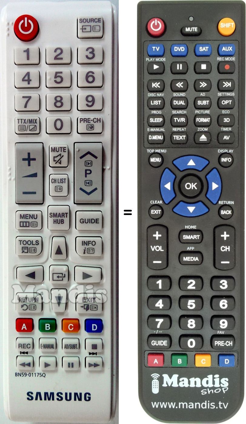 T&eacute;l&eacute;commande &eacute;quivalente Samsung BN59-01175Q