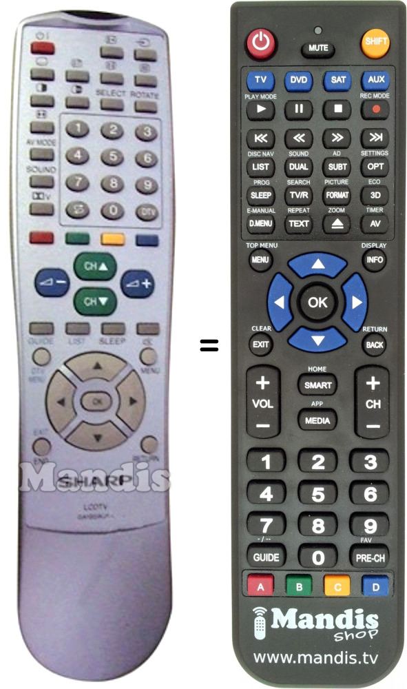 Télécommande équivalente Sharp RRMC-GA195WJSA