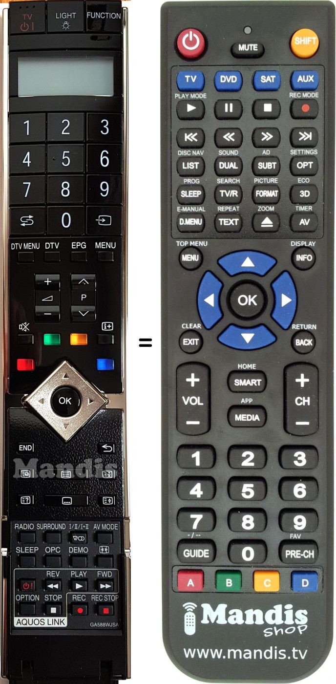 Télécommande équivalente RRMCGA588WJSA