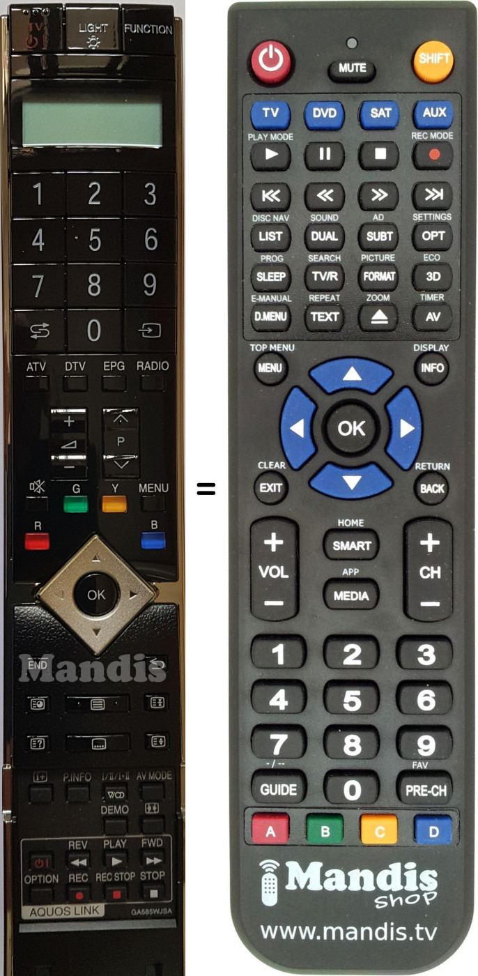Télécommande équivalente Sharp GA585WJSA