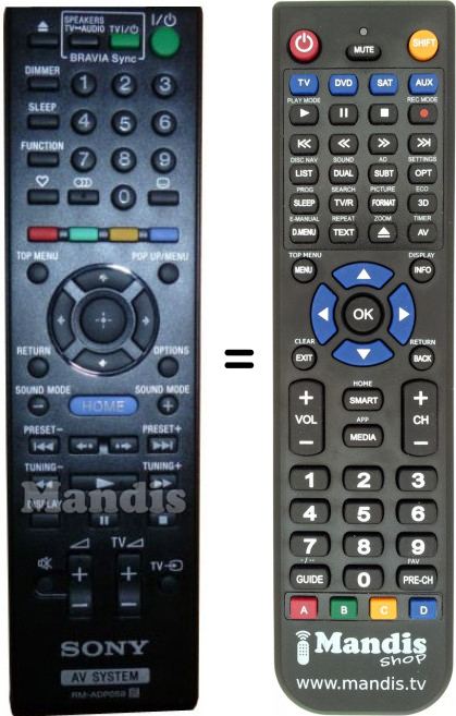 Télécommande équivalente Sony RM-ADP058
