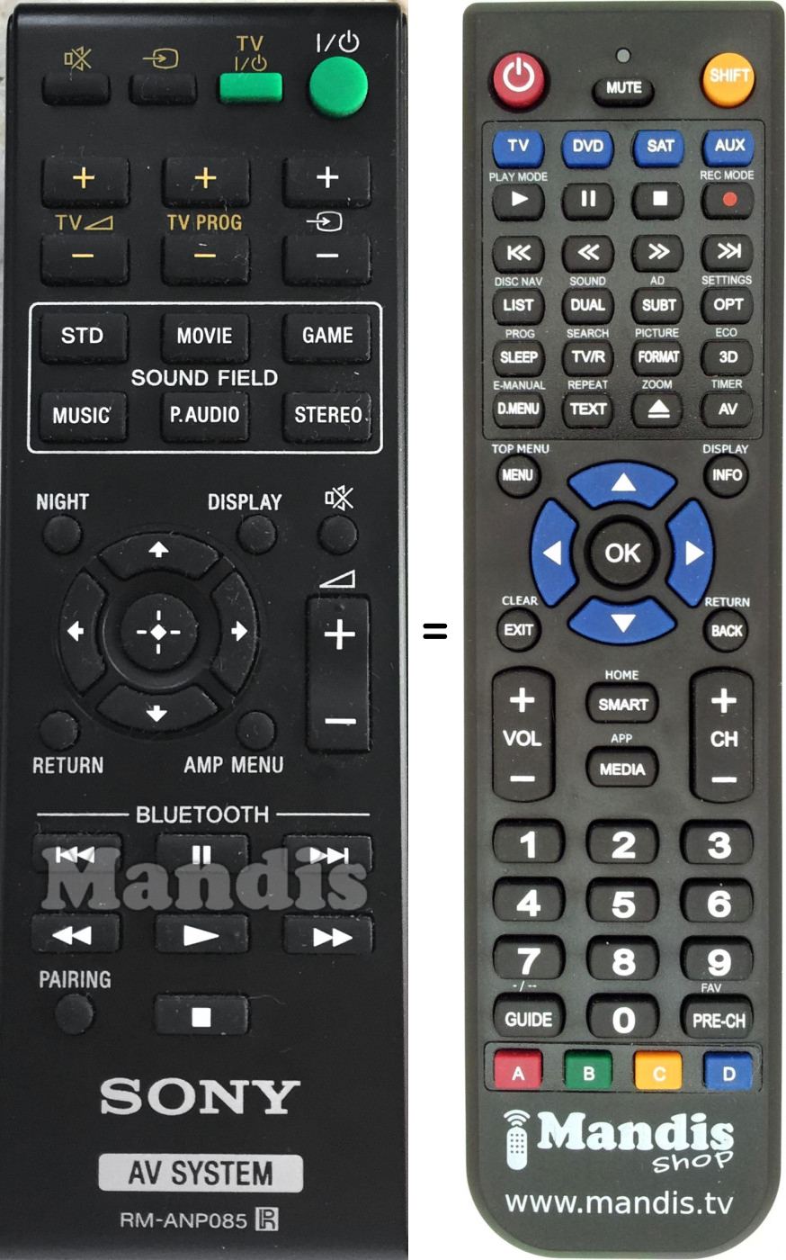 Télécommande équivalente Sony RM-ANP085