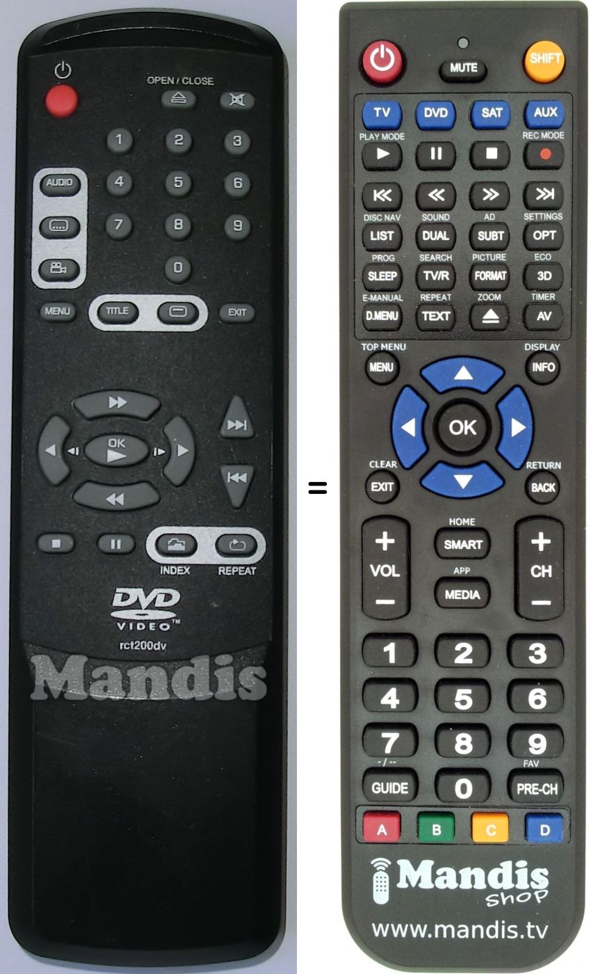 Télécommande équivalente Saba RCT 200 DV