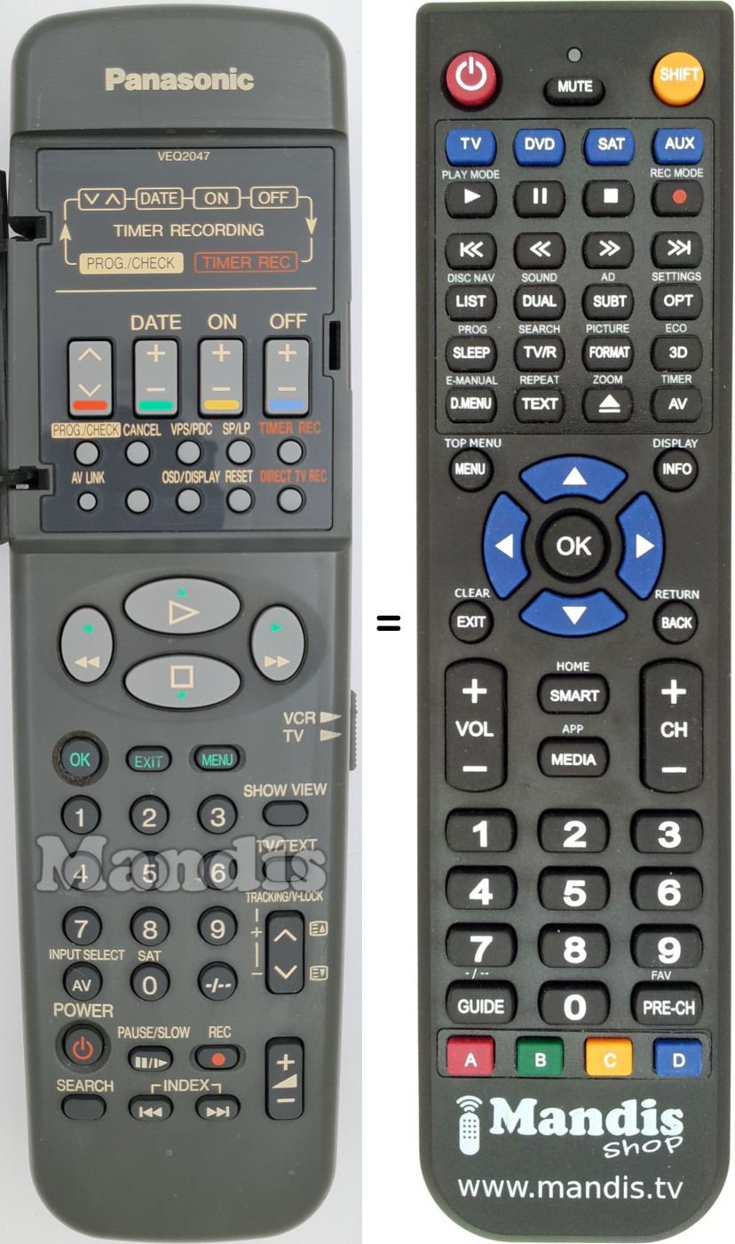 Télécommande équivalente Panasonic VEQ2047
