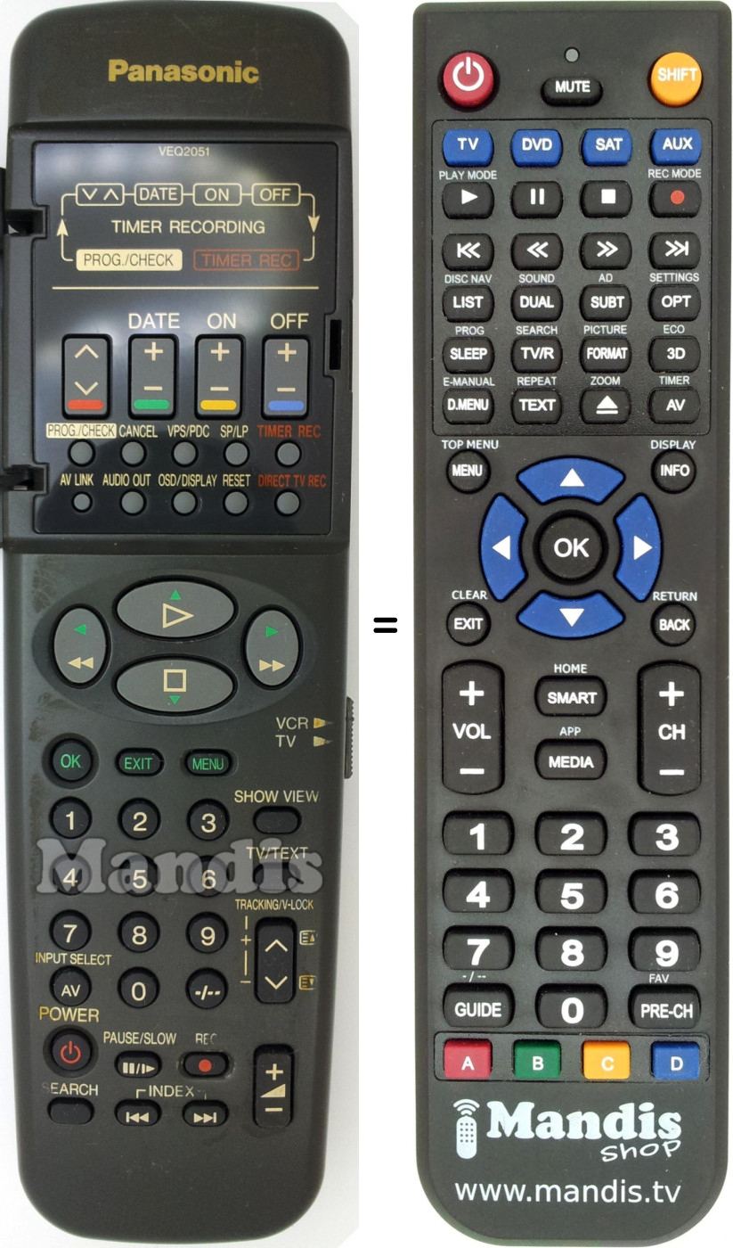 Télécommande équivalente Panasonic VEQ2051