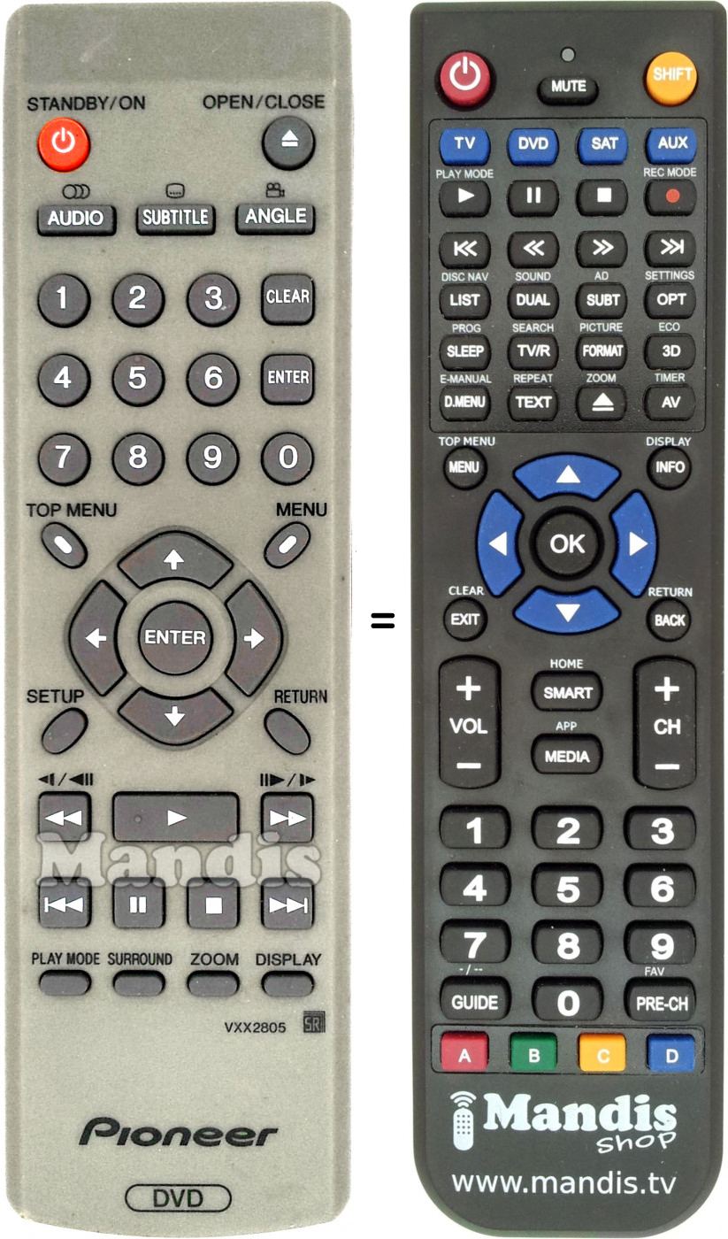 Télécommande équivalente Pioneer VXX 2805