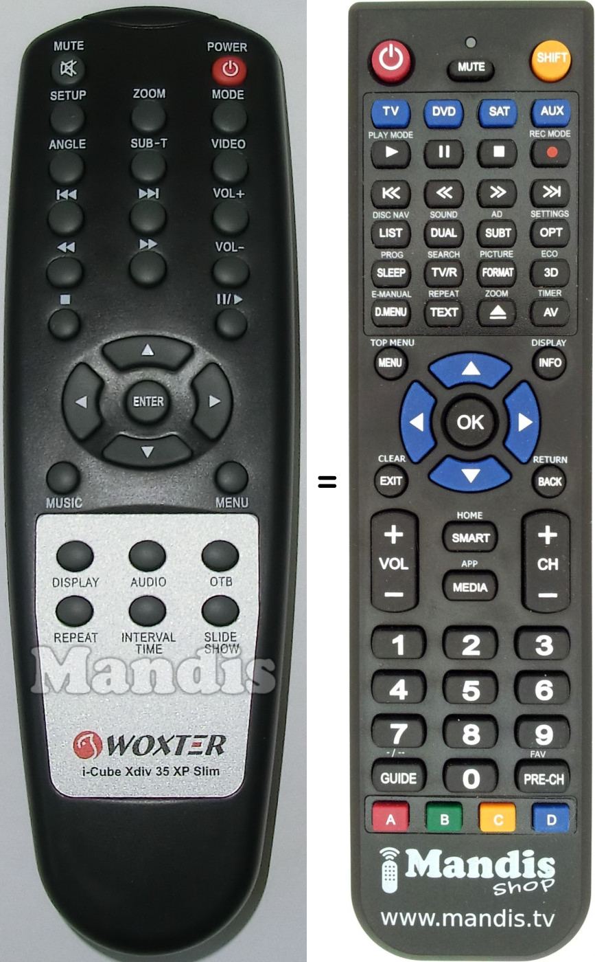 Télécommande équivalente Woxter I-CUBEXDIV35XPSLIM