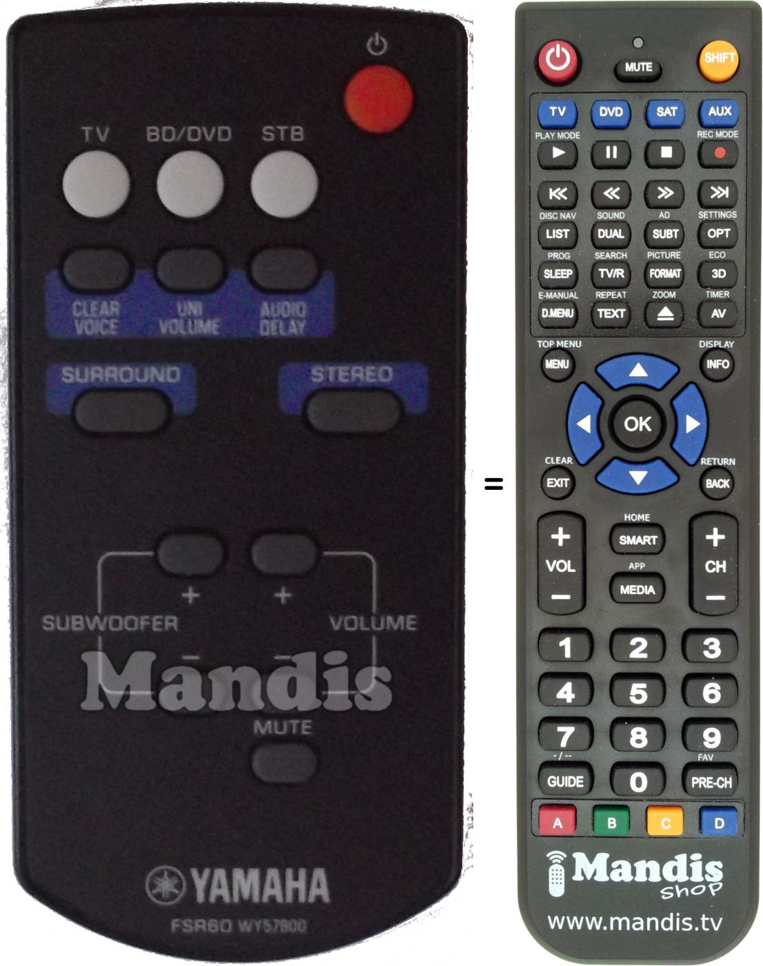 Télécommande équivalente Yamaha WY57800