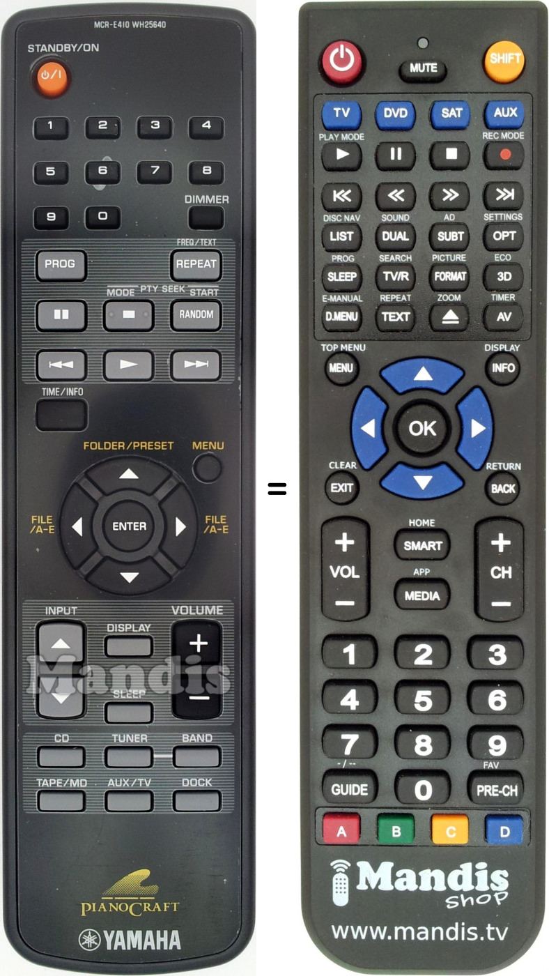 Télécommande équivalente Yamaha MCR-E410