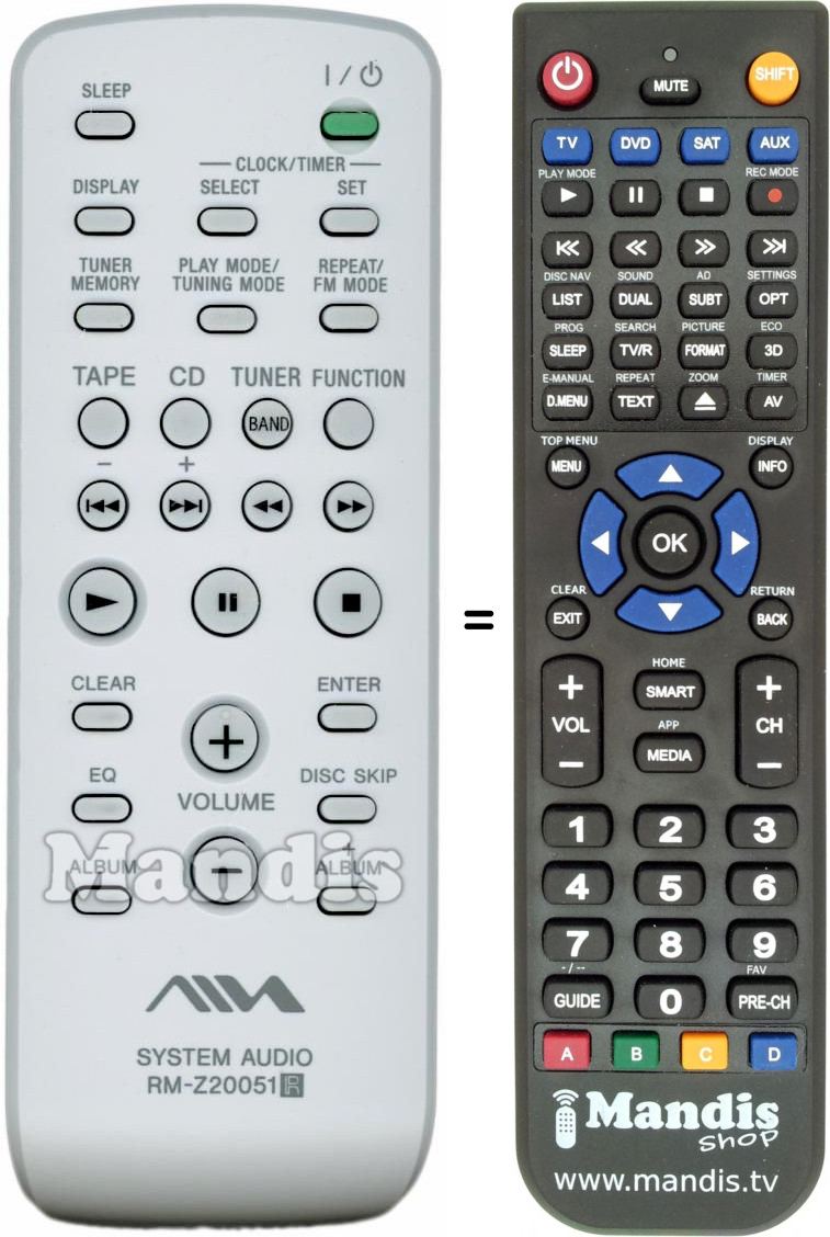 Télécommande équivalente Aiwa RM-Z20051