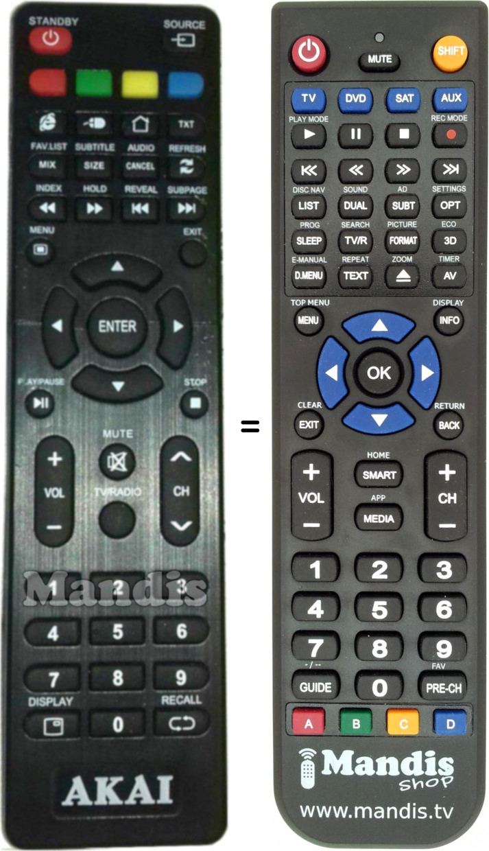Télécommande équivalente Akai AKTV4024T