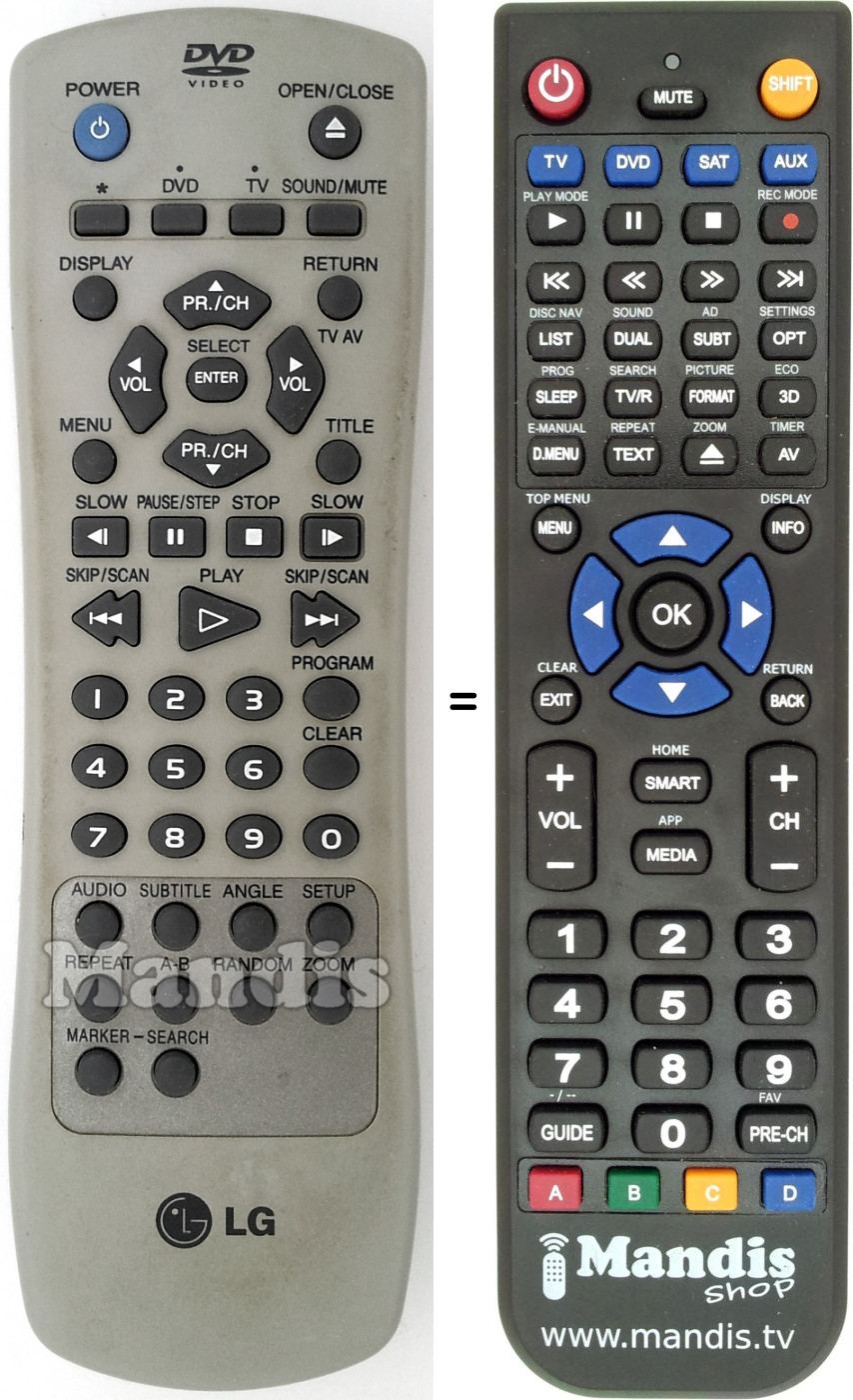 Télécommande équivalente LG 6711R1P040A