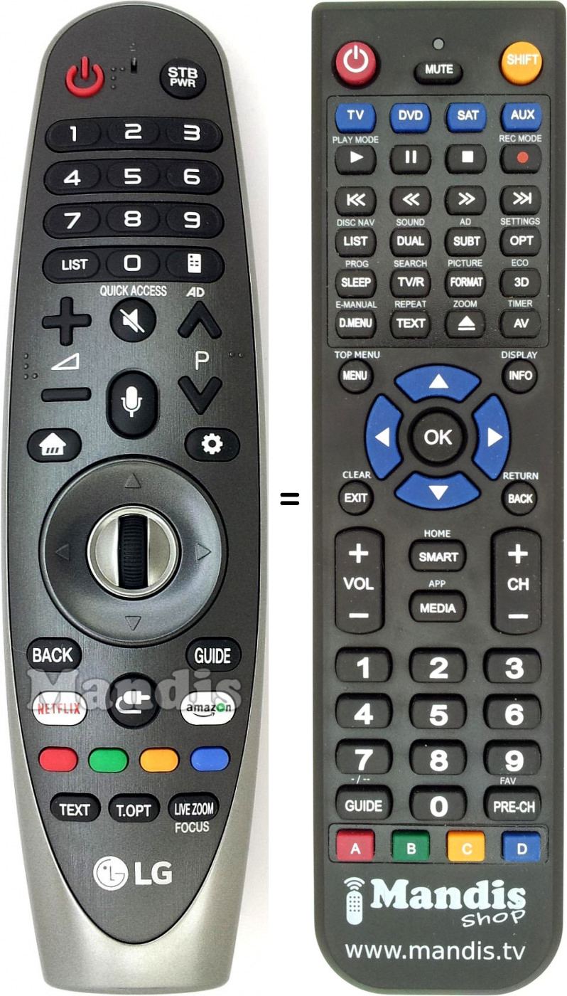 Télécommande équivalente LG AKB75375501
