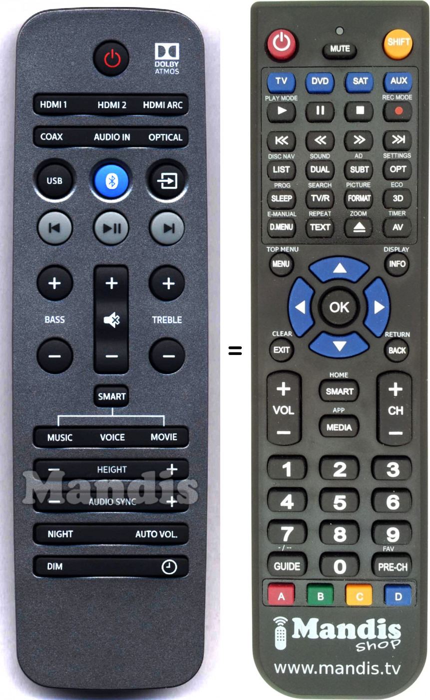 Télécommande équivalente Philips 996580009757