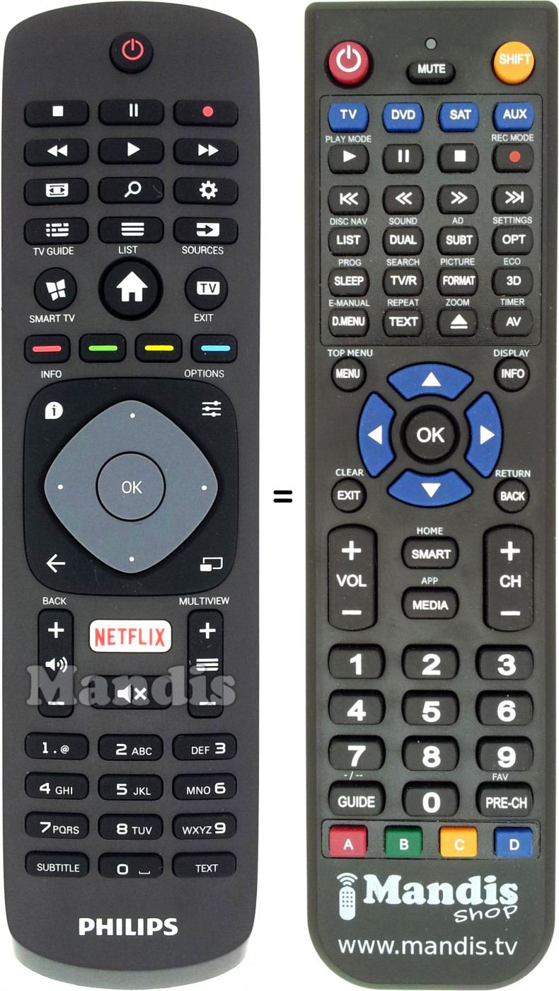 Télécommande équivalente Philips RC4705