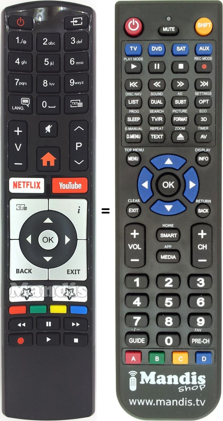 Télécommande équivalente Vestel RC4318