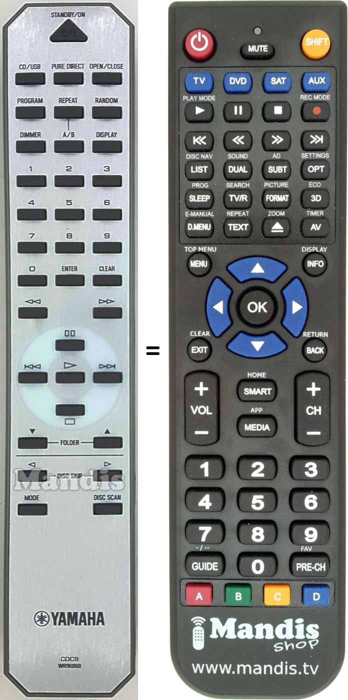 Télécommande équivalente Yamaha CDC9