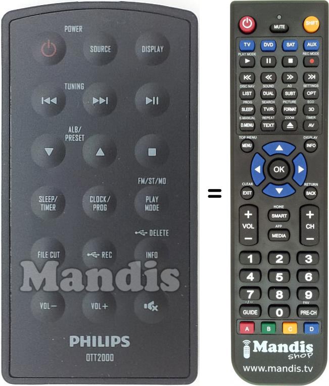 Télécommande équivalente Philips OTT2000