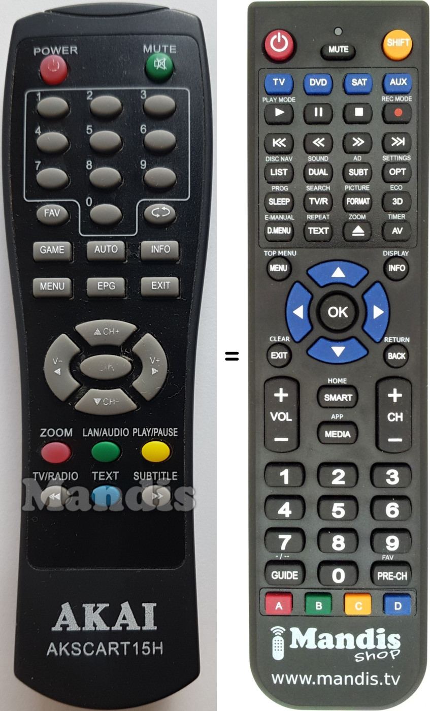 Télécommande équivalente Akai AK-SCART 15 H