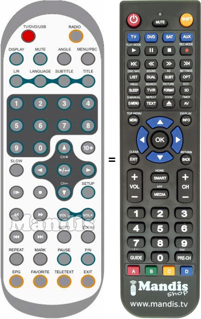 Télécommande équivalente Airis LW 277 S
