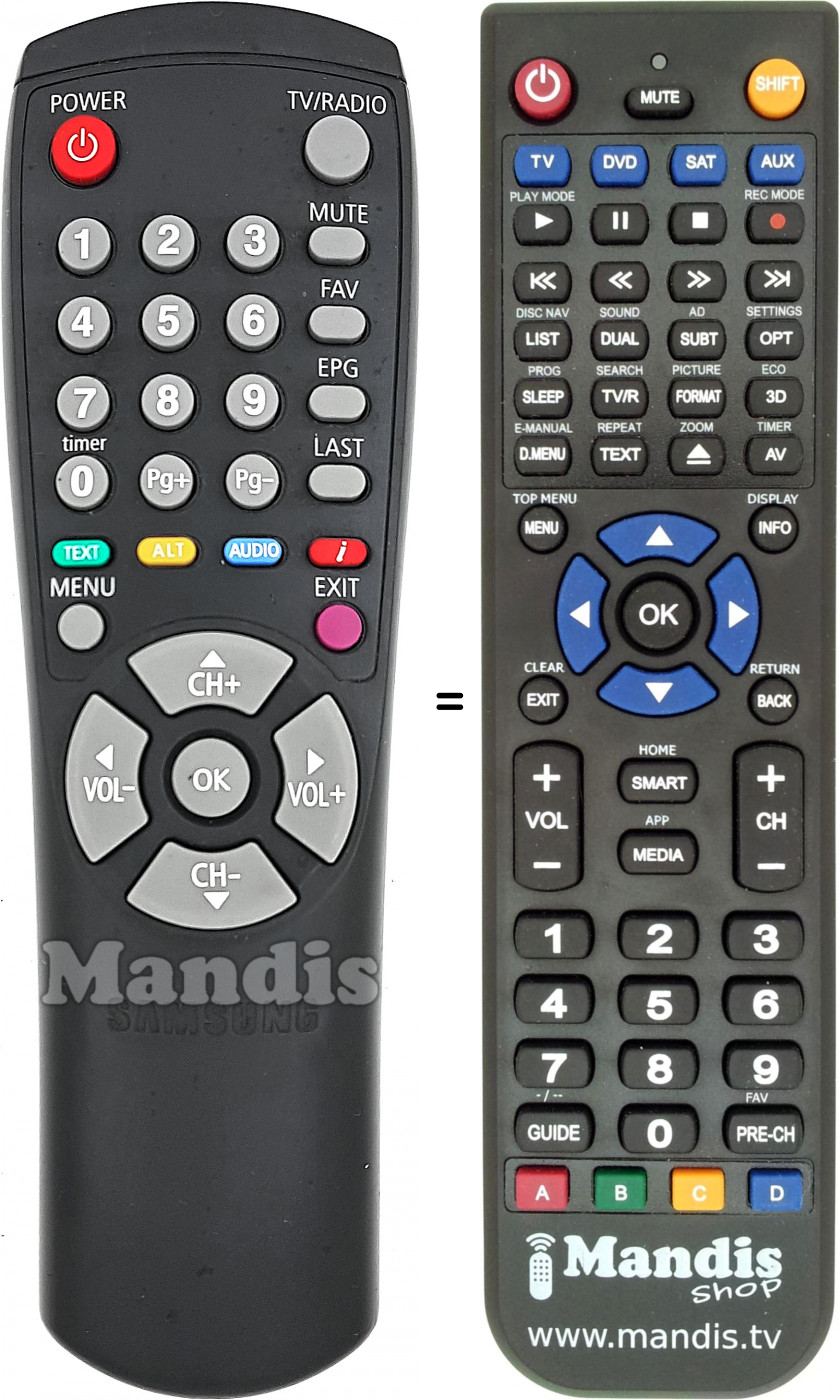 T&eacute;l&eacute;commande &eacute;quivalente Samsung MF5900215A