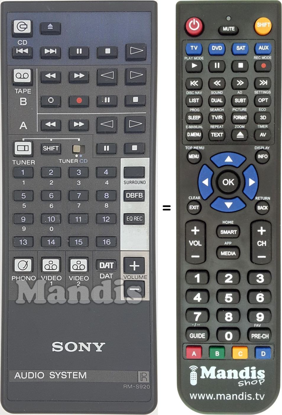 Télécommande équivalente RM-S920