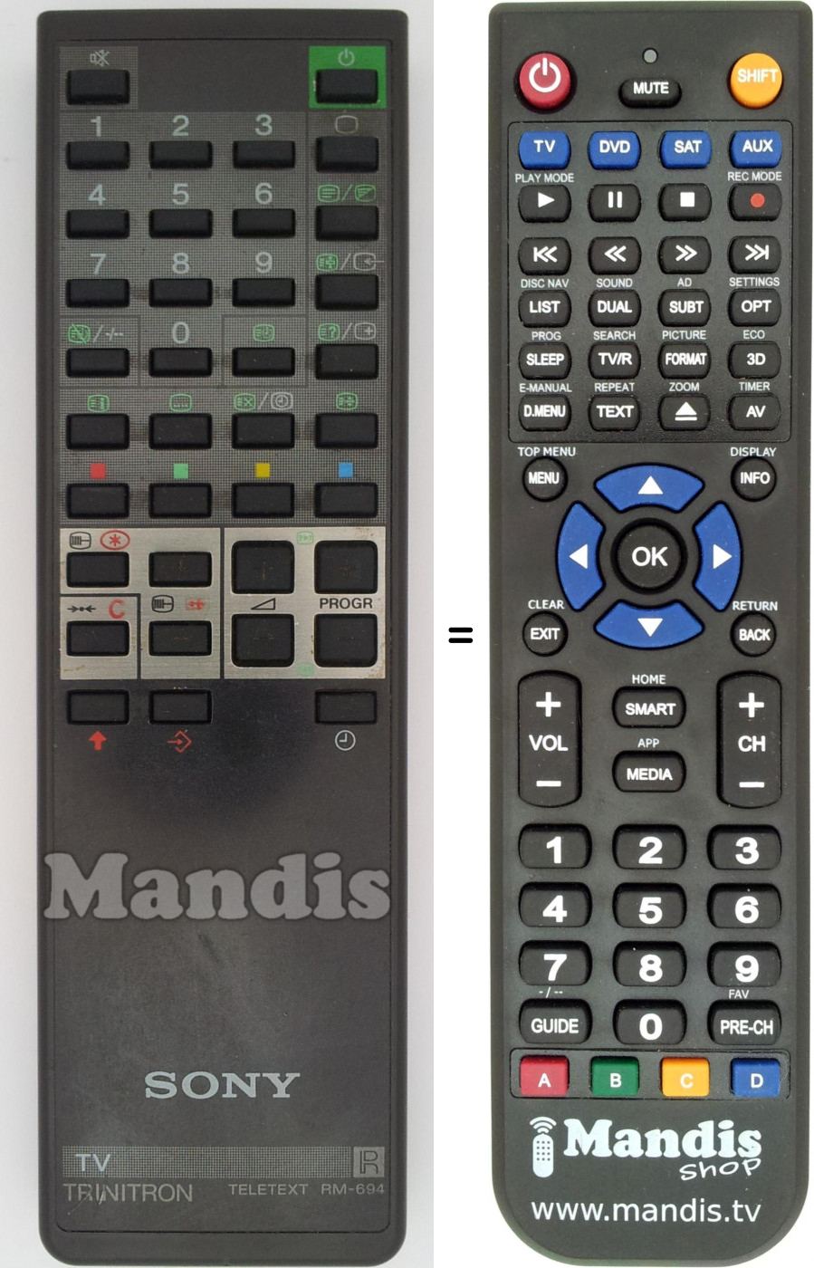 Télécommande équivalente Sony RM-694