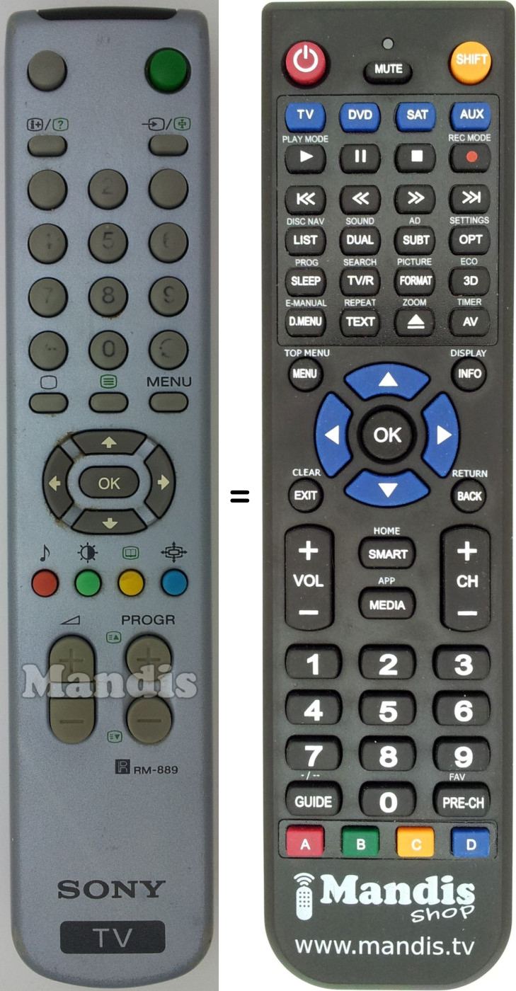 Télécommande équivalente RM-889