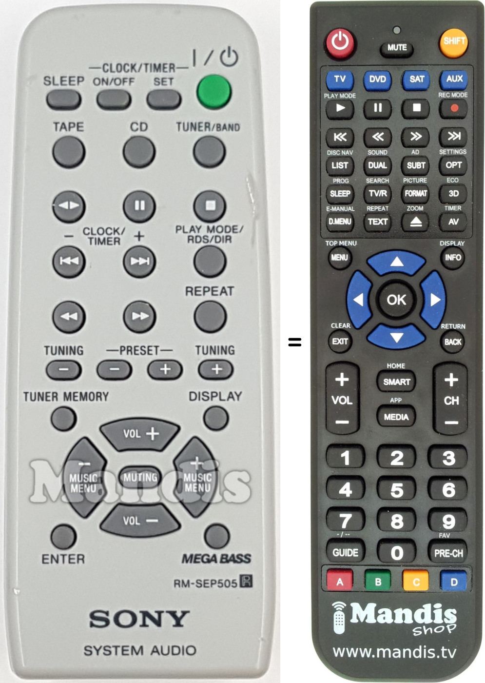 Télécommande équivalente RM-SEP505