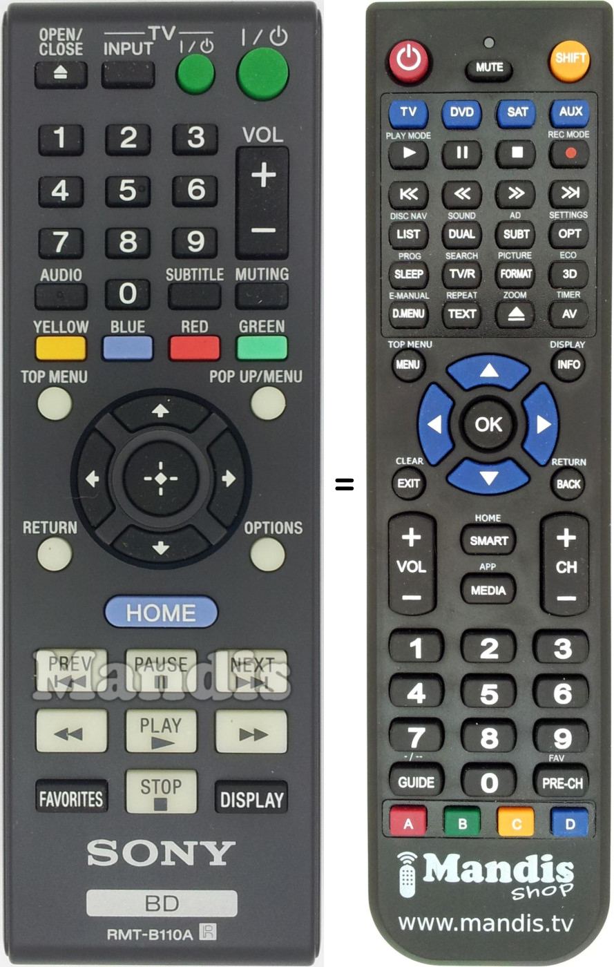 Télécommande équivalente Sony RMT-B110A