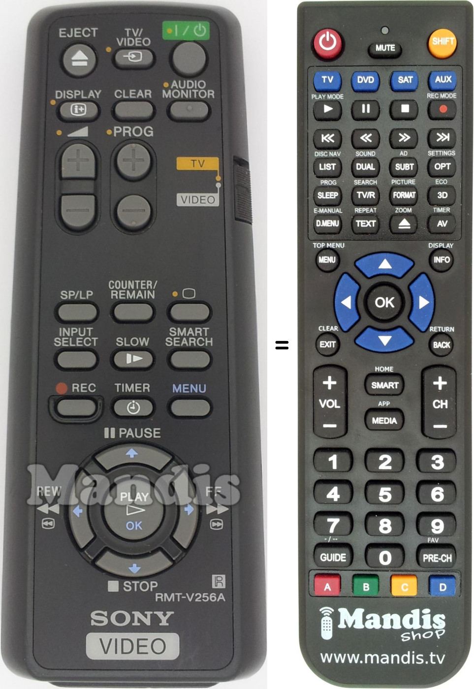 Télécommande équivalente RMT-V 256 A